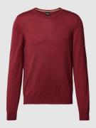 BOSS Strickpullover mit Label-Stitching Modell 'Botto' in Bordeaux, Gr...