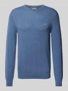 Gant Strickpullover mit Label-Stitching Modell 'PIQUE' in Jeansblau Me...