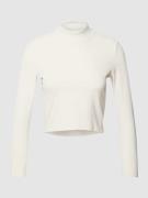 NIKE TRAINING Cropped Longsleeve mit Stehkragen in Offwhite, Größe L