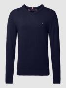 Tommy Hilfiger Strickpullover mit V-Ausschnitt Modell 'PIMA' in Marine...