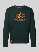 Alpha Industries Sweatshirt mit Label-Print in Petrol, Größe L