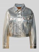 Levi's® Cropped Jacke mit Knopfleiste in Metallic Blue, Größe L