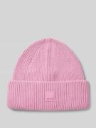 Marc O'Polo Denim Beanie mit Label-Badge in Rose, Größe 1