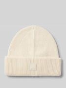 Marc O'Polo Denim Beanie mit Label-Badge in Offwhite, Größe 1