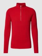 s.Oliver RED LABEL Strickpullover mit Troyer-Kragen in unifarbenem Des...