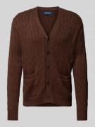 POLO RALPH LAUREN Cardigan mit Zopfmuster in Camel, Größe L