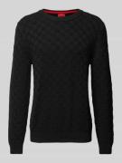 HUGO Strickpullover mit Rundhalsausschnitt Modell 'Selio' in Black, Gr...