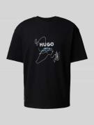 Hugo Blue Oversized T-Shirt aus Viskose Modell 'Nabion' in Black, Größ...