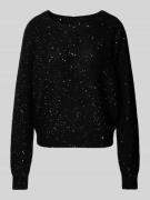 ICHI Strickpullover mit Paillettenbesatz Modell 'ANNLIE' in Black, Grö...