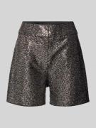 comma Regular Fit Shorts mit Paillettenbesatz in Silber, Größe 34