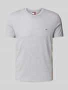 Tommy Jeans Slim Fit T-Shirt mit Logo-Stitching in Hellgrau Melange, G...