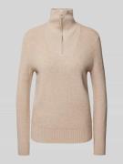 Christian Berg Woman Strickpullover mit Troyer-Kragen in Metallic Beig...