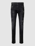 ELIAS RUMELIS Tapered Fit Jeans im Destroyed-Look Modell 'Noel' in Bla...