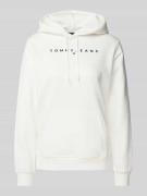 Tommy Jeans Regular Fit Hoodie mit Label-Stitching in Ecru, Größe L