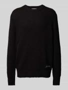 Les Deux Strickpullover mit Label-Stitching Modell 'Errol' in Black, G...