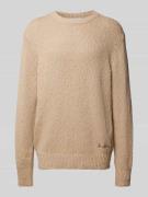 Les Deux Strickpullover mit Label-Stitching Modell 'Errol' in Offwhite...