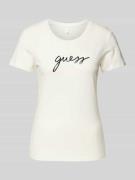 Guess T-Shirt mit Label-Print Modell 'CARRIE' in Weiss, Größe L