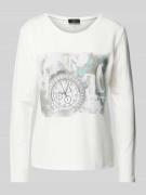 monari Longsleeve aus Viskose-Mix mit Rundhalsausschnitt in Offwhite, ...