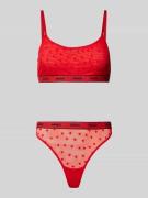 HUGO Bikini-Set mit elastischem Label-Bund in Rot, Größe L