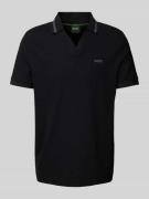 BOSS Green Poloshirt mit Label-Print in Black, Größe L