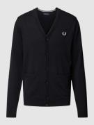 Fred Perry Strickjacke mit Label-Stitching in Black, Größe S