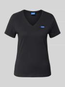 Hugo Blue T-Shirt mit Label-Stitching in Black, Größe L