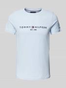 Tommy Hilfiger T-Shirt mit Label-Stitching in Hellblau, Größe L