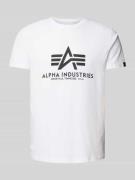 Alpha Industries T-Shirt mit Label-Print in Weiss, Größe L