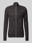 Jack & Jones Cardigan mit Stehkragen Modell 'LEWIS' in Anthrazit Melan...