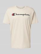 CHAMPION T-Shirt mit Label-Print in Beige, Größe M