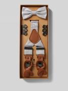 Prince Bowtie Fliege mit Hosenträgern im Set aus reiner Seide in Silbe...