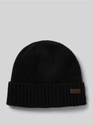 Barbour Beanie mit Label-Badge in Black, Größe 1