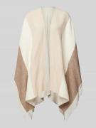 WHITE LABEL Poncho mit Fransen in Beige, Größe 1