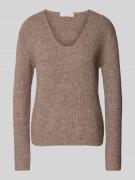 Christian Berg Woman Strickpullover mit V-Ausschnitt in Taupe Melange,...