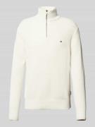 Tommy Hilfiger Troyer mit Logo-Stitching in Offwhite, Größe XL