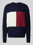 Tommy Hilfiger Strickpullover mit Strukturmuster in Marine, Größe XXL