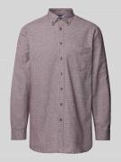 Christian Berg Men Light-Flanellhemd mit Button-Down-Kragen in Bordeau...