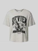 Review T-Shirt mit Statement-Print in Mittelgrau Melange, Größe S