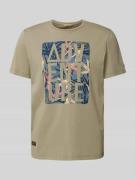 camel active T-Shirt mit Statement-Motiv-Print in Khaki, Größe 3XL