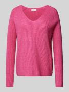 Fynch-Hatton Strickpullover mit V-Ausschnitt in Pink, Größe L