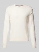 BOSS Wollpullover aus Schurwolle mit Label-Detail Modell 'Leno' in Off...