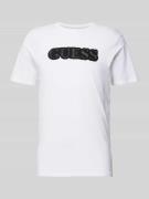 Guess T-Shirt mit Label-Stitching in Weiss, Größe M