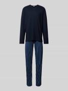 Mey Pyjama mit V-Ausschnitt Modell 'Straight' in Marine, Größe M