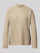 HUGO Strickpullover mit Stehkragen in Beige, Größe S