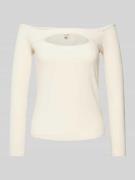 Guess Off-Shoulder-Longsleeve in Ripp-Optik in Offwhite, Größe L