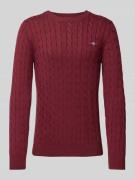 Gant Strickpullover mit Rundhalsausschnitt in Bordeaux, Größe S