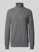Gant Pullover mit Label-Stitching in Dunkelgrau Melange, Größe XXXL