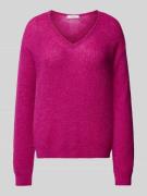 MAERZ Muenchen Wollpullover mit V-Ausschnitt in Fuchsia, Größe 42