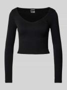 Guess Activewear Cropped Longsleeve mit V-Ausschnitt in Black, Größe X...