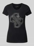 Guess T-Shirt mit Strass- und Ziersteinbesatz in Black, Größe M